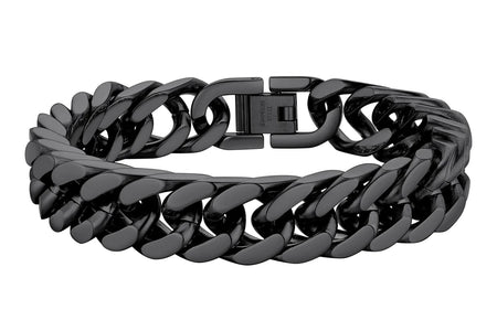 12Mm Cuban Chains Bracelets for Men Black Chunky Stainless Steel Franco Link Bracelet Father Day Hand Bracelet Jewelry Birthday Valentine Graduation Gifts 7.5 Inch