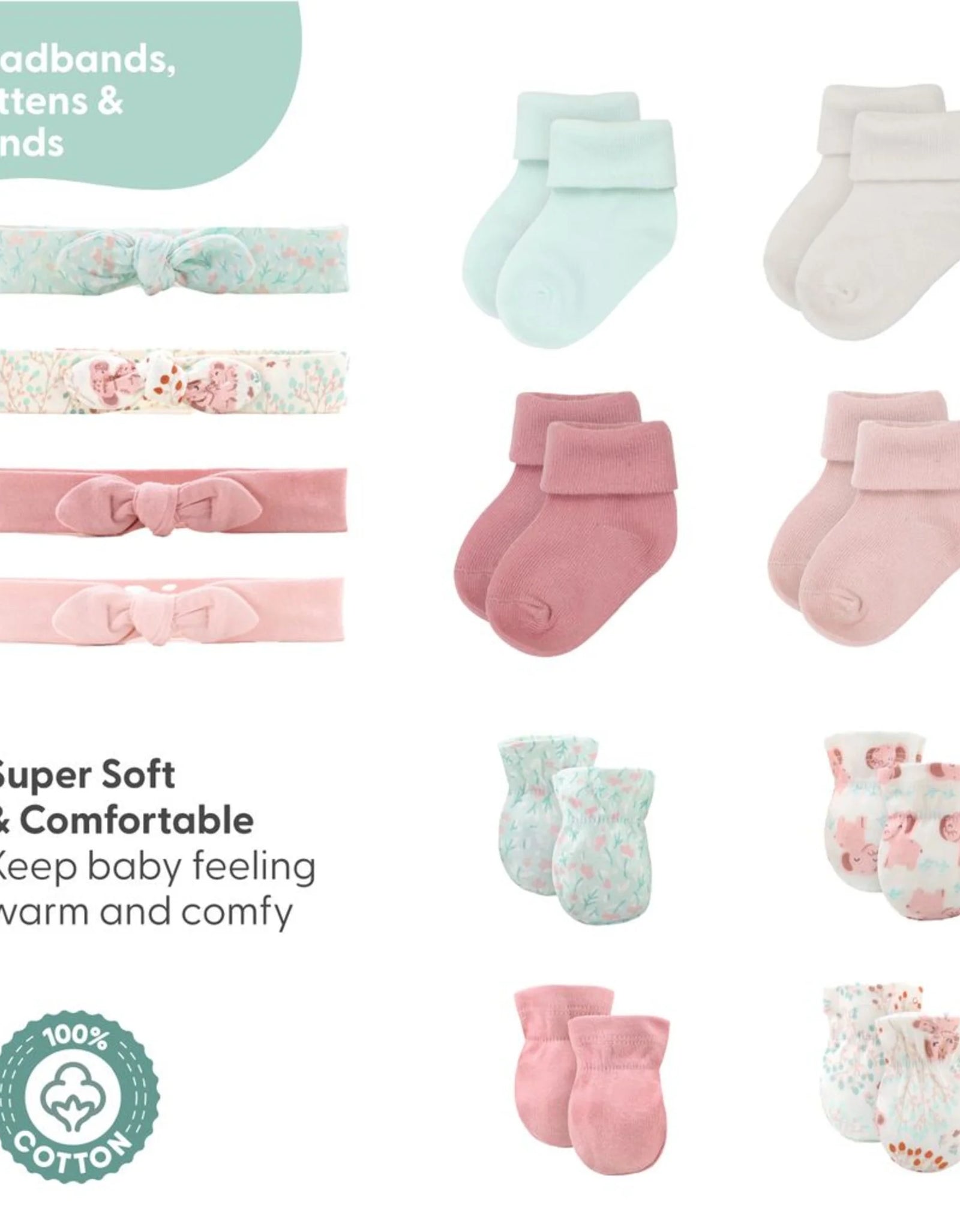 Newborn Layette Gift Set, Pink Floral Elephant, 30 Essential Pieces, 0-3 Months