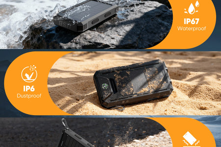 20000Mah Portable Power Bank Solar Charger for Cell Phone and Android, Solar Phone Chargers with Dual 5V USB Ports and 2 Led Flashlight