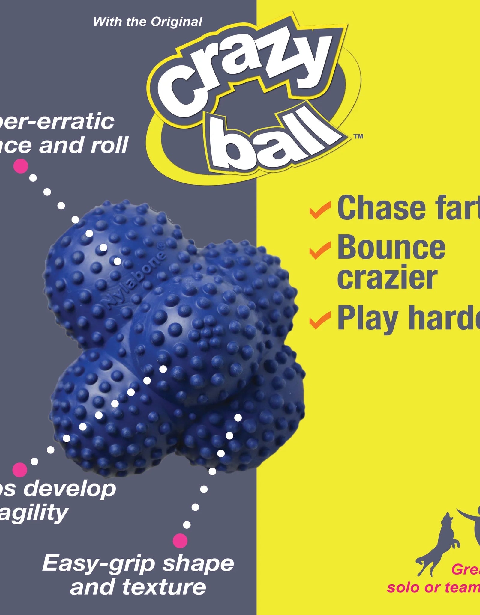 Power Play Crazy-Ball Dog Toy, Dog Balls, Interactive Dog Toys, Large
