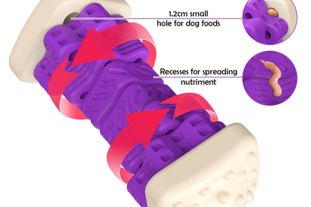 Interactive Dog Chew Toy-Brightly Colored Dog Enrichment Toy for Aggressive Chewers-Purple