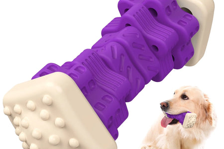 Interactive Dog Chew Toy-Brightly Colored Dog Enrichment Toy for Aggressive Chewers-Purple