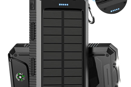 20000Mah Portable Power Bank Solar Charger for Cell Phone and Android, Solar Phone Chargers with Dual 5V USB Ports and 2 Led Flashlight