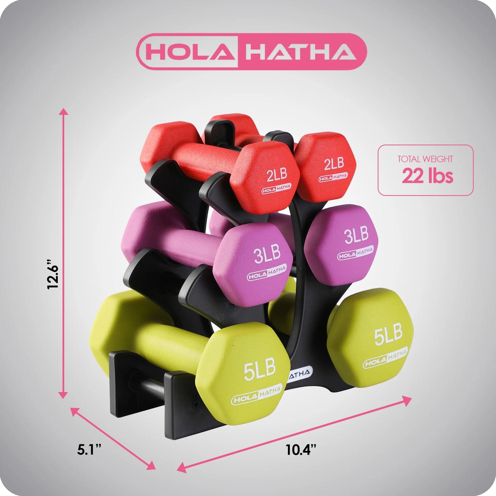 Neoprene Dumbbell Weight Set with Rack 2-5 Lbs
