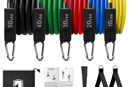 Resistance Bands Exercise Bands Workout Bands - up to 150Lb, Indoor and Outdoor Bands with Door Anchor and Handles for Strength, Slim, Yoga, Home Gym Equipment for Men/Women