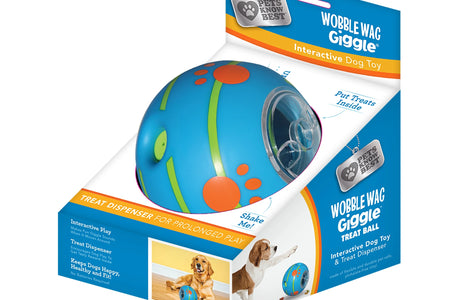 Wobble Wag Giggle Treat Ball, Interactive Dog Toy & Treat Dispenser, Blue