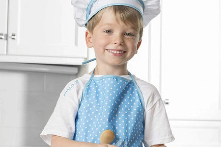 Kids Cooking Set, 11 Piece Chef Role Play Kit for Girls Ages 3-8, Includes Apron, Chef Hat, Oven Mitt, Utensils & Baking Tools, Pretend Play Kitchen Gift, Blue