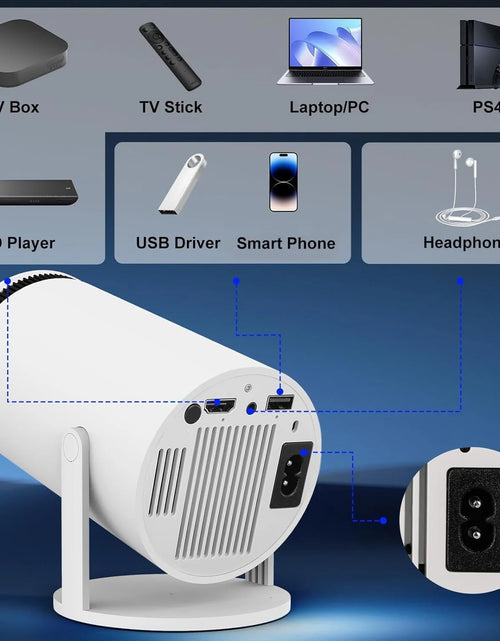 Load image into Gallery viewer, Mini Projector 1080P 4K Support, Portable Home Video Projector Smart Compatible for Laptop, PC, Smartphone
