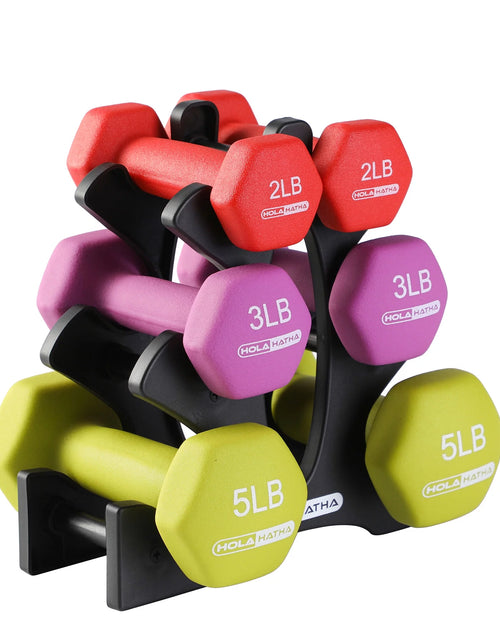 Load image into Gallery viewer, Neoprene Dumbbell Weight Set with Rack 2-5 Lbs
