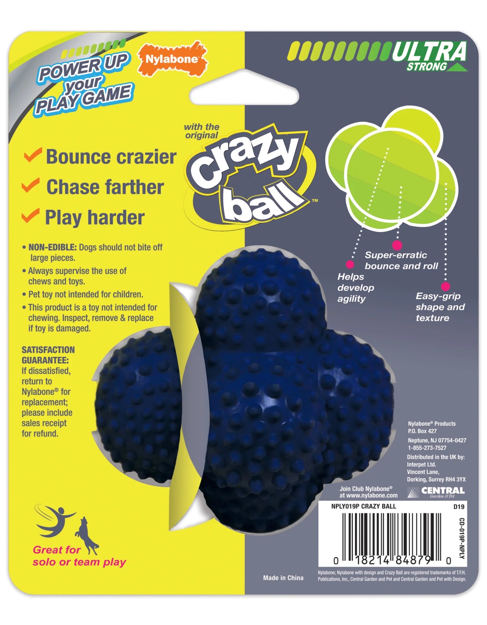 Power Play Crazy-Ball Dog Toy, Dog Balls, Interactive Dog Toys, Large