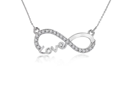 Infinity Love Pendant Necklace - Meaningful Jewelry for Her - Anniversary Gift in 18K White Gold Plated