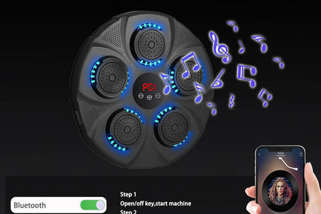 New Smart Music Boxing Machine with Boxing Gloves, Wall Mounted Smart Bluetooth Music Boxing Trainer with LED, Electronic Boxing Target Workout Punching Equipment for Home, Indoor, Gym