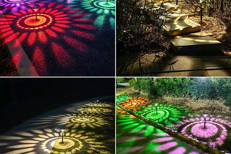 Outdoor Solar Pathway Lights, 6 Pack Dual Mode Waterproof LED Solar Lights for Walkway Yard Garden Lawn Patio - White & Multi-Color