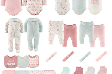 Newborn Layette Gift Set, Pink Floral Elephant, 30 Essential Pieces, 0-3 Months