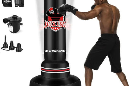 Freestanding Heavy Punching Bag Set with Gloves, Red