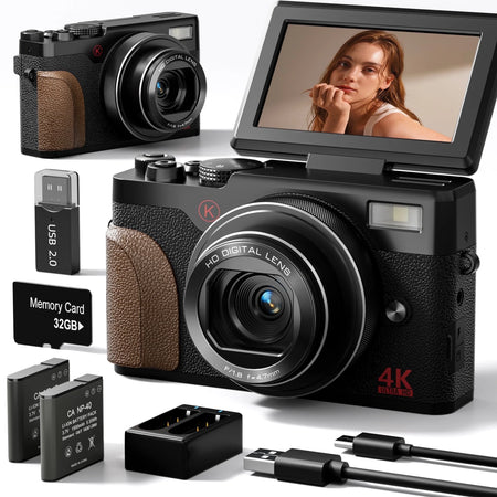 Digital Camera 4K 56MP Cameras for Photography for Youtube with 32GB SD Card