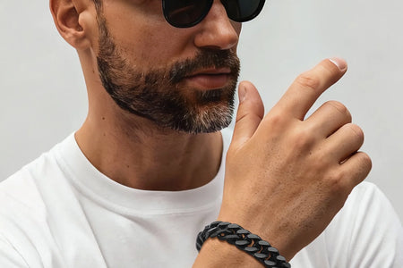 12Mm Cuban Chains Bracelets for Men Black Chunky Stainless Steel Franco Link Bracelet Father Day Hand Bracelet Jewelry Birthday Valentine Graduation Gifts 7.5 Inch