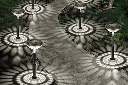 Outdoor Solar Pathway Lights, 6 Pack Dual Mode Waterproof LED Solar Lights for Walkway Yard Garden Lawn Patio - White & Multi-Color