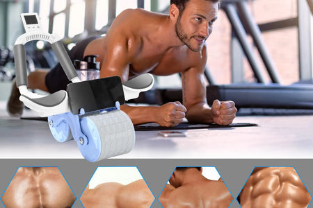 2025 New with Timer Ab Abdominal Exercise Roller Elbow Support, Abs Roller Wheel Core Exercise Equipment, Automatic Rebound Abdominal Wheel