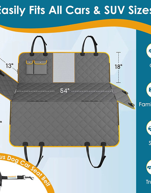 Load image into Gallery viewer, Dog Car Seat Cover, Waterproof &amp; Nonslip Back Seat Hammock with Mesh Window &amp; Seat Belt
